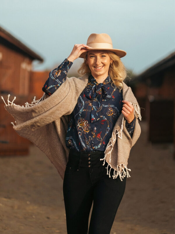 Granatowa Wiskozowa Koszula Cavalia d’Or